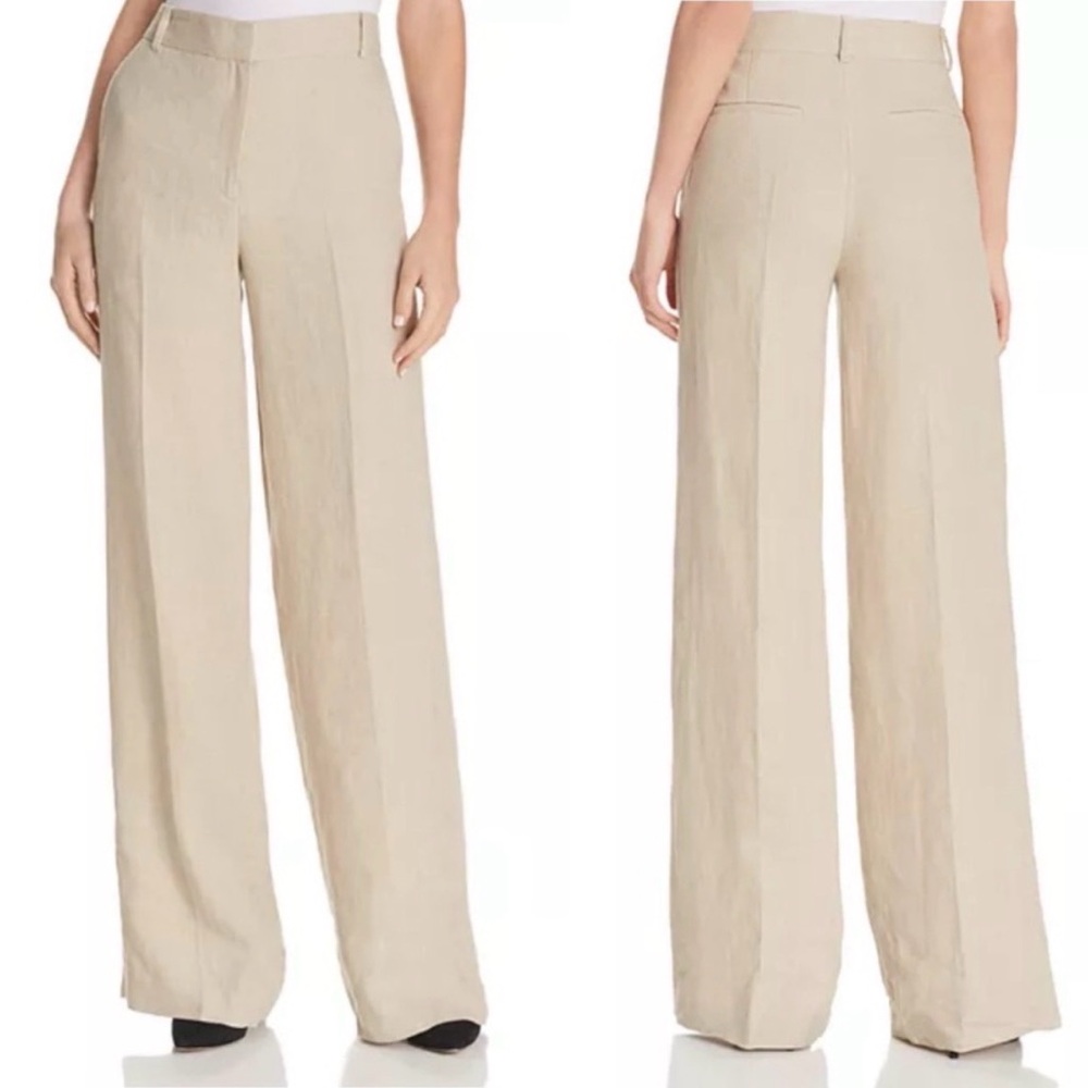 THEORY Piazza Wide-Leg Linen Pants Size 2